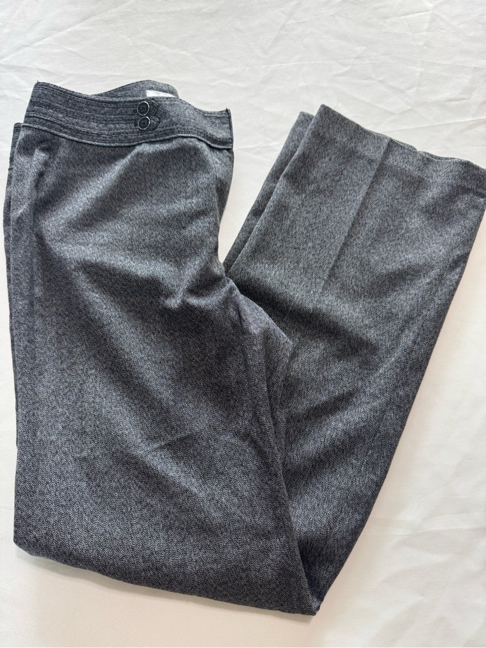 Gray Herringbone Dress Pants Tailored Workwear Office Trousers